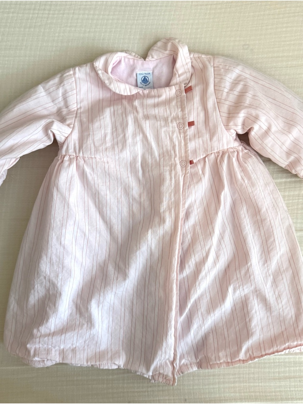 Petit Bateau France Light Pink Baby Girl Coat- Soft Cotton peacoat- NWOT